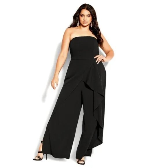 City Chic Pants - City Chic Attract Jumpsuit Black Size 18